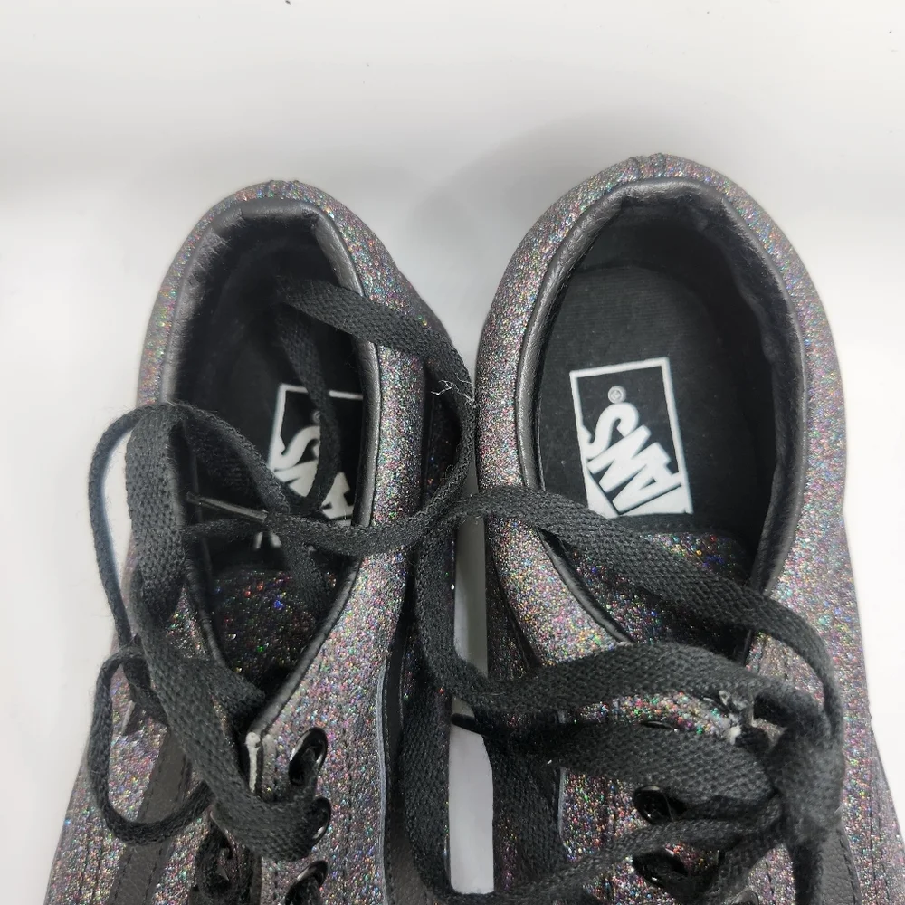 Vans Womens Size 9 Glitter Purple And Black Low Top Lace Up Sneakers Old Skool